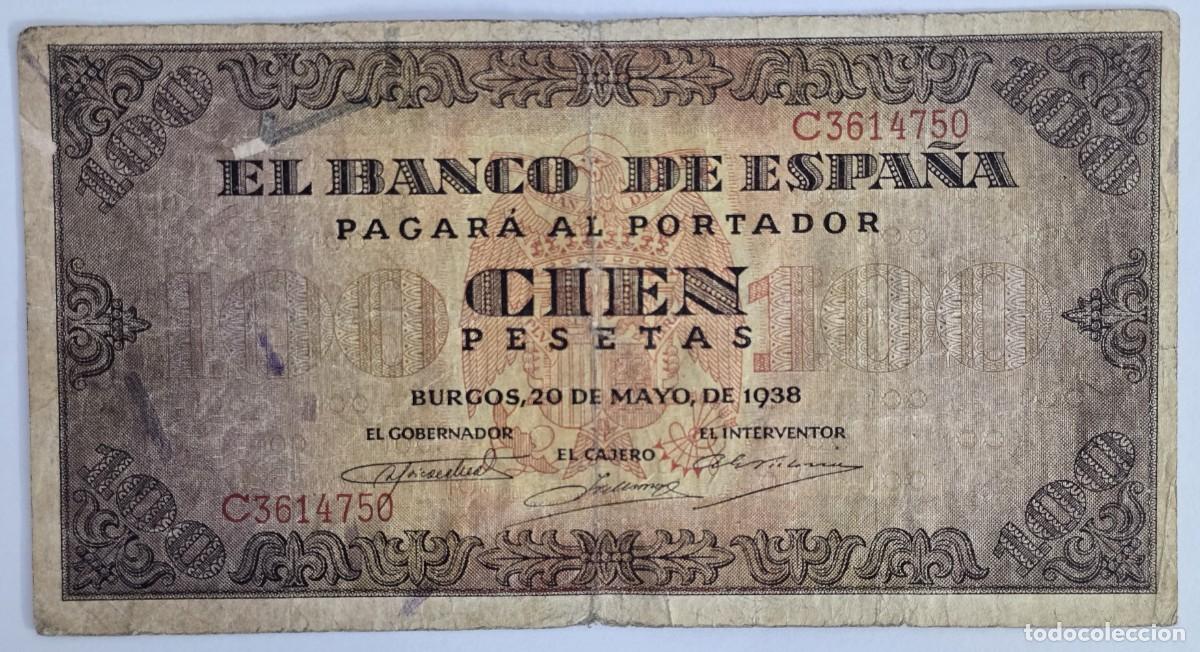 Billetes espa&ntilde;oles: Billete 100 Pesetas - Emisi&oacute;n 20 de Mayo de 1938. Serie: C.