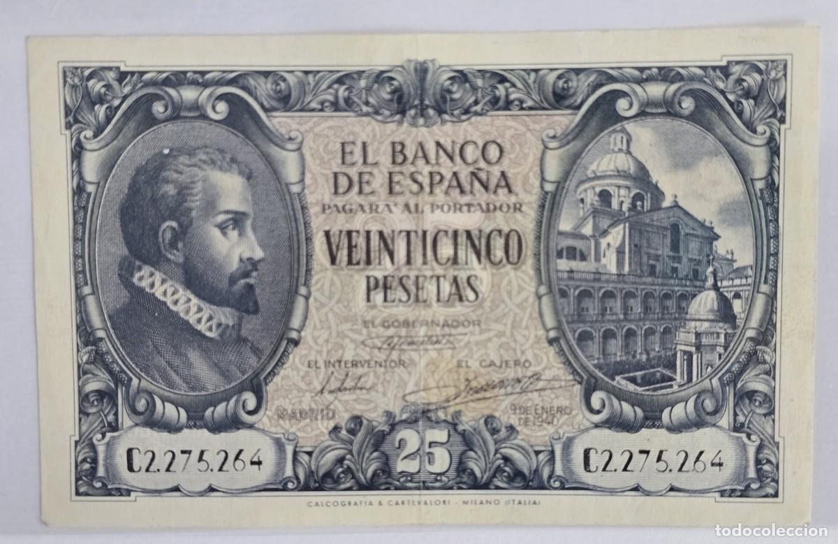 Billetes espa&ntilde;oles: Billete 25 Pesetas - Emisi&oacute;n 9 de Enero de 1940. Serie: C.