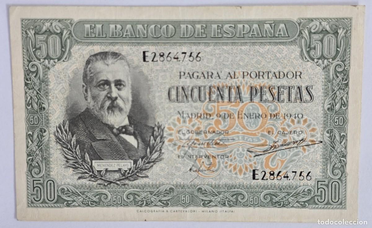 Billetes espa&ntilde;oles: Billete 50 Pesetas - Emisi&oacute;n 9 de Enero de 1940. Serie: E.