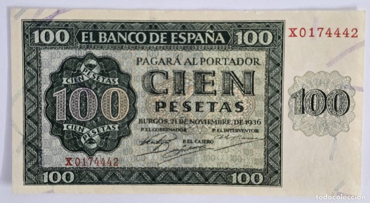 Billetes espa&ntilde;oles: Billete 100 Pesetas - Emisi&oacute;n 21 de Noviembre de 1936. Serie: X.