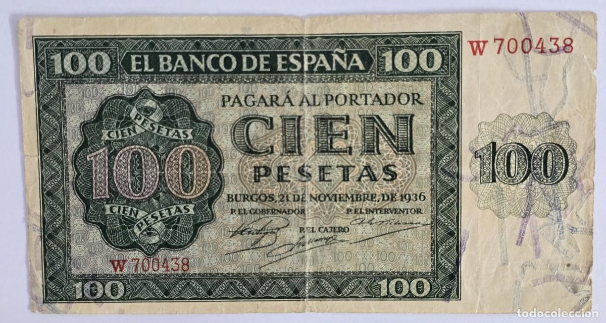Billetes espa&ntilde;oles: Billete 100 Pesetas - Emisi&oacute;n 21 de Noviembre de 1936. Serie: W.