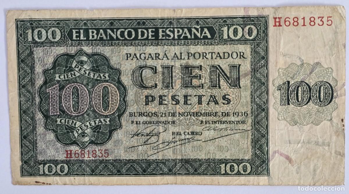 Billetes espa&ntilde;oles: Billete 100 Pesetas - Emisi&oacute;n 21 de Noviembre de 1936. Serie: H.
