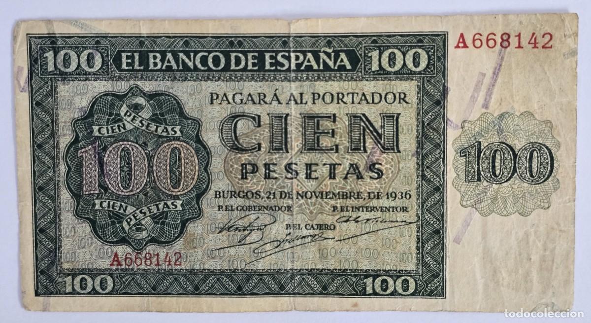 Billetes espa&ntilde;oles: Billete 100 Pesetas - Emisi&oacute;n 21 de Noviembre de 1936. Serie: A.