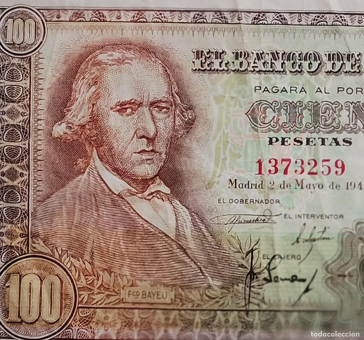 Billetes espa&ntilde;oles: SIN SERIE BAYEU CIRCULADO CON APRESTO| SOLO ACEPTO PAYPAL| BILLETE 100 PESETAS 1948 LEER DESCRIPCION
