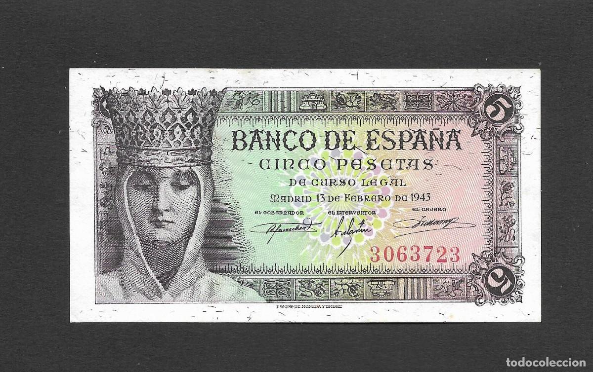 Billetes espa&ntilde;oles: 5 PESETAS 1943 SIN SERIE S/C