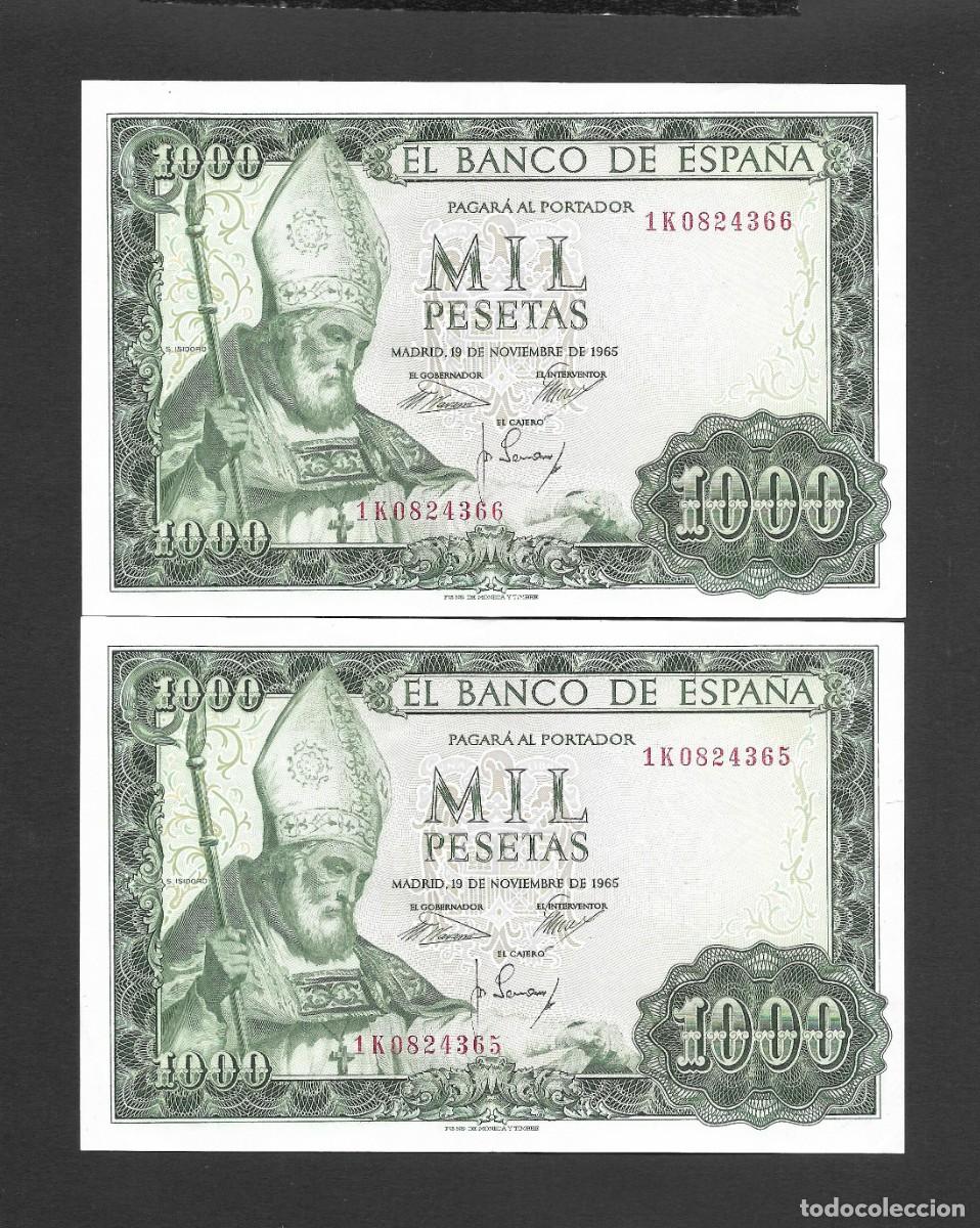 Billetes espa&ntilde;oles: PAREJA CORRELATIVA 1000 PESETAS 1965 SERIE 1K EBC