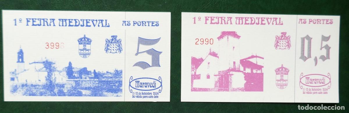 Billetes espa&ntilde;oles: BILLETES DE 0,5 Y 5 MARAVED&Iacute;S UTILIZADOS EN LA FERIA MEDIEVAL DE AS PONTES (A CORU&Ntilde;A) A&Ntilde;O 2004