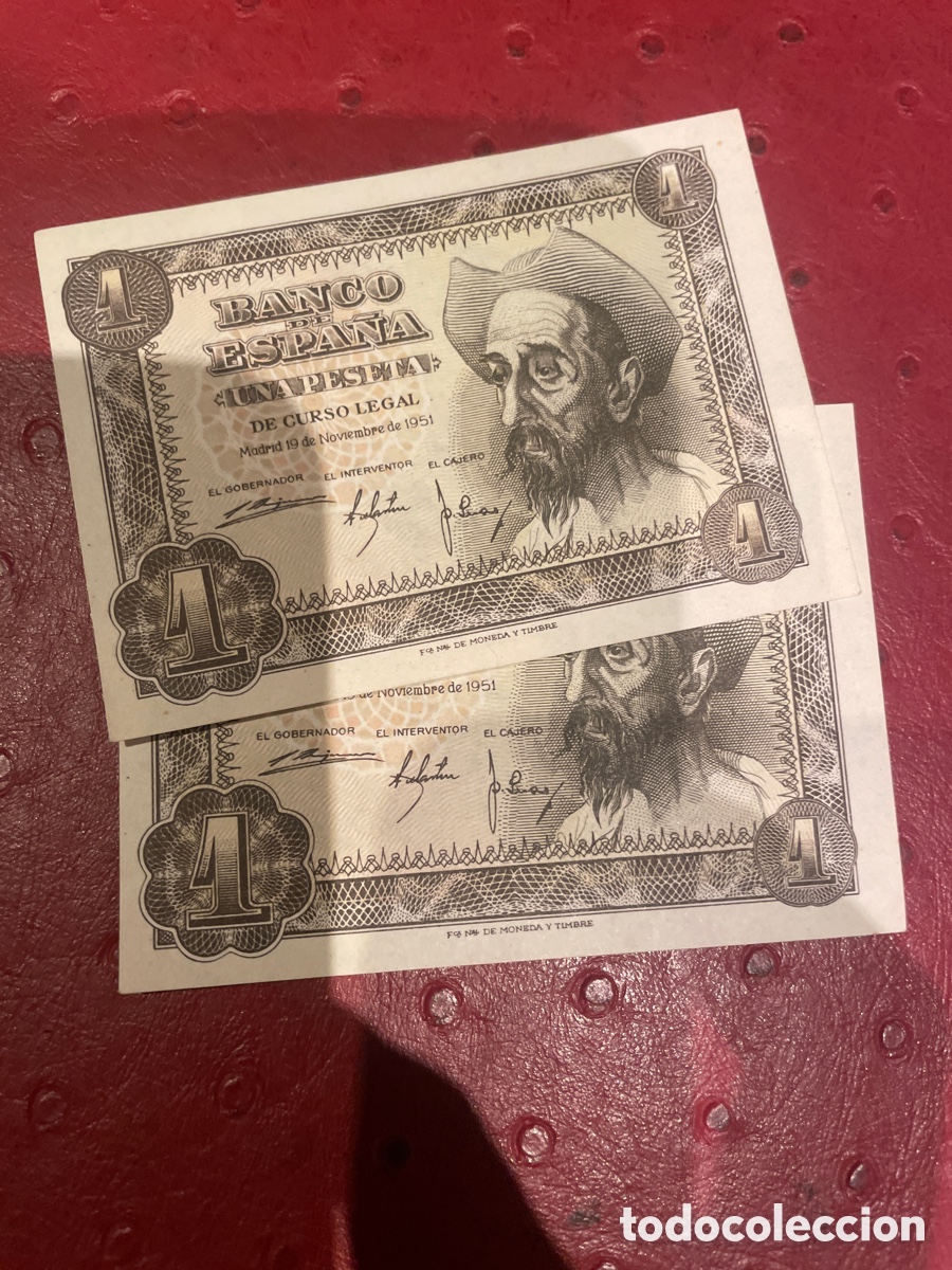 Billetes espa&ntilde;oles: 2 BILLETES CORRELATIVOS DE 1854 DE 1 PESETA
