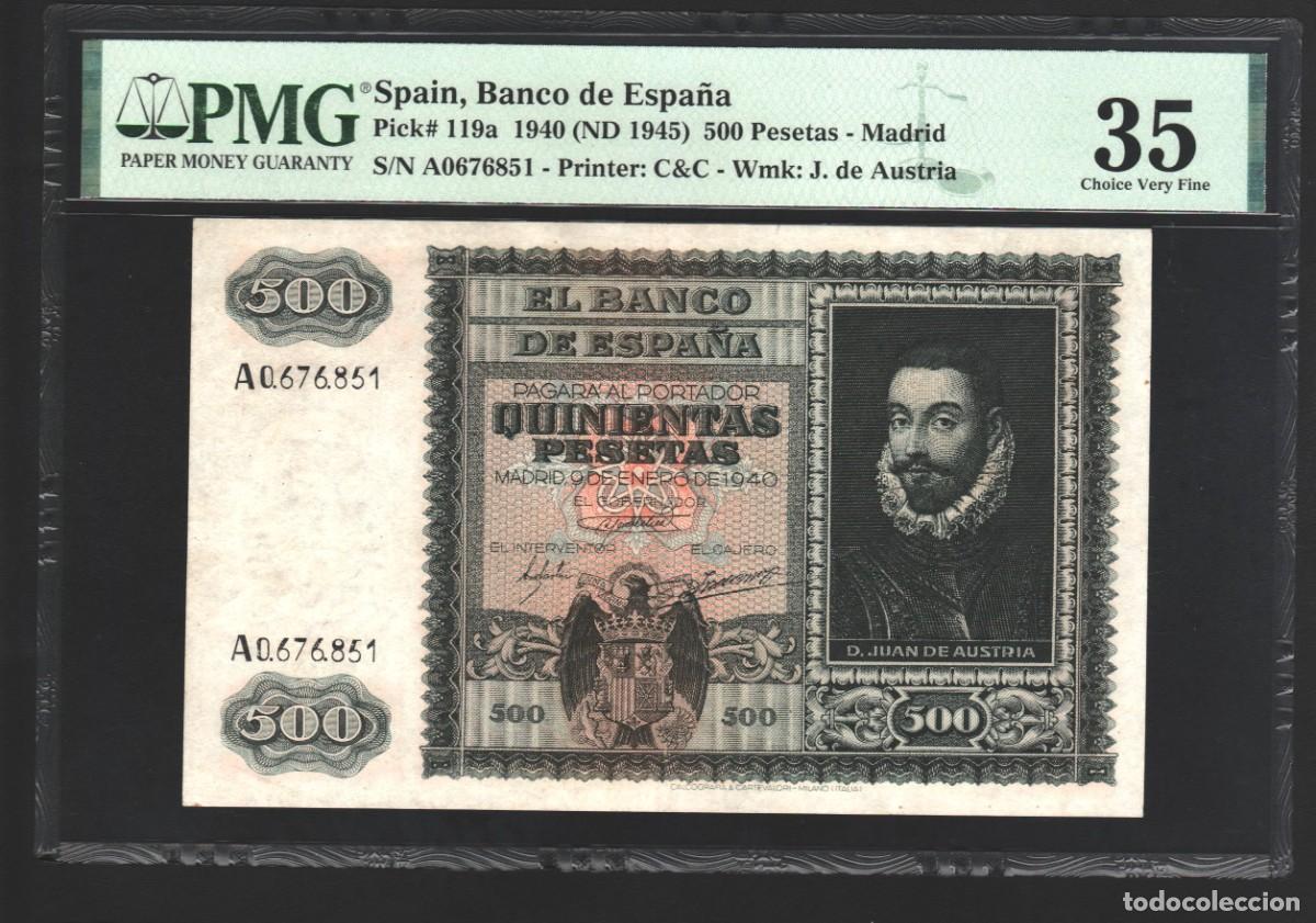 Billetes espa&ntilde;oles: ESTADO ESPA&Ntilde;OL J AUSTRIA PMG 35 | SOLO ACEPTO PAYPAL| BILLETE 500 PESETAS 194O LEER DESCRIPCI