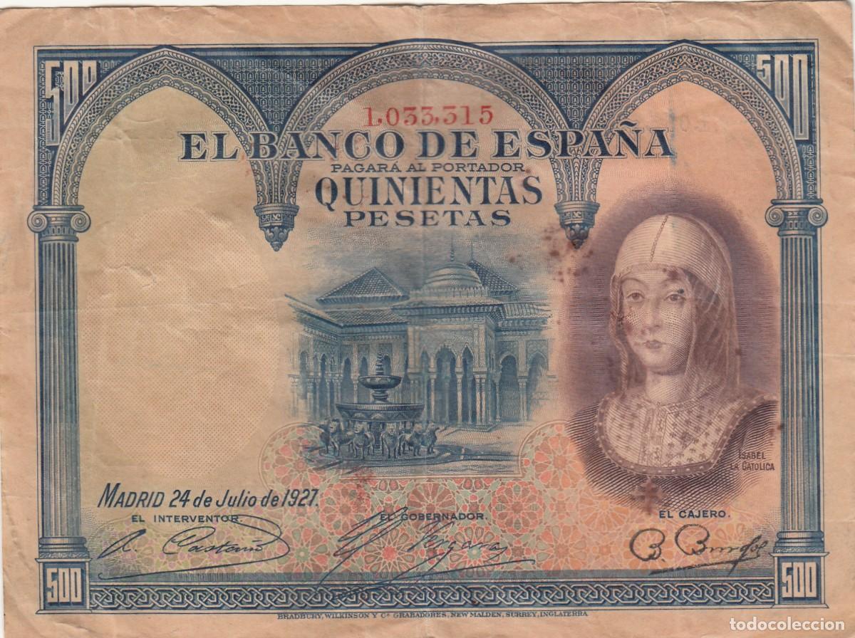 Billetes espa&ntilde;oles: BILLETE: 500 PESETAS 1927 - BANCO DE ESPA&Ntilde;A