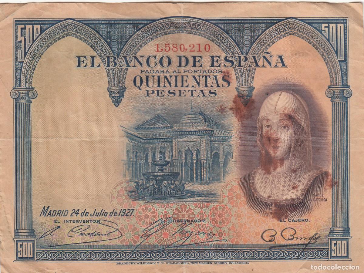 Billetes espa&ntilde;oles: BILLETE: 500 PESETAS 1927 - BANCO DE ESPA&Ntilde;A