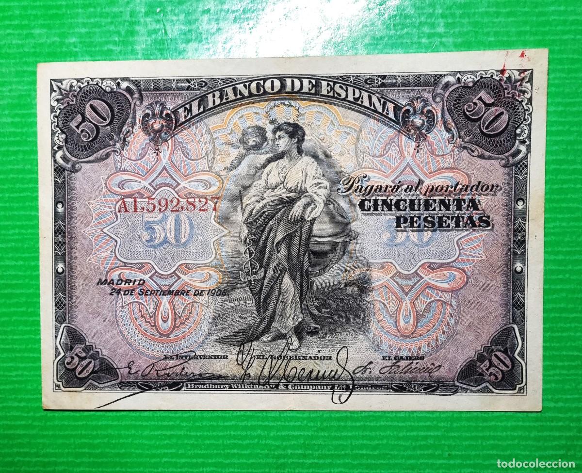 Billetes espa&ntilde;oles: CL&Aacute;SICO ALEGOR&Iacute;AS PRECIOSO EJEMPLAR | SOLO ACEPTO PAYPAL| BILLETE 50 PESETAS 1906 LEER DESCRIPCION