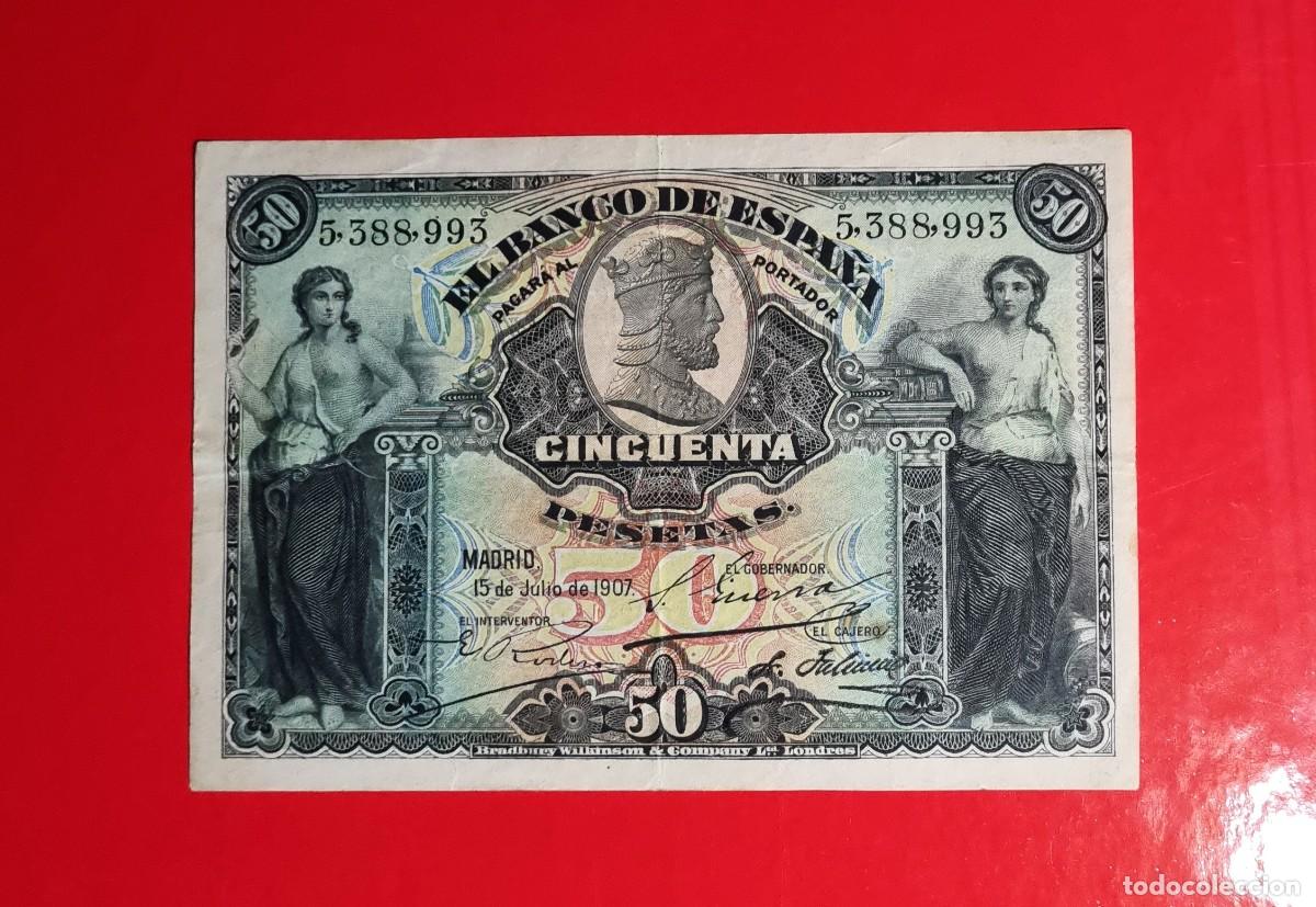 Billetes espa&ntilde;oles: CL&Aacute;SICO ALEGOR&Iacute;AS PRECIOSO EJEMPLAR 53| SOLO ACEPTO PAYPAL| BILLETE 50 PESETAS 1907 LEER DESCRIPCION
