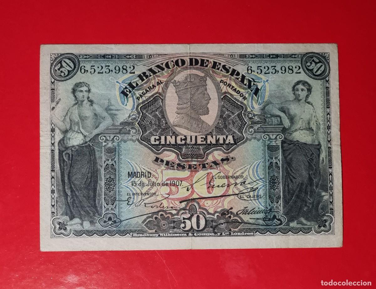 Billetes espa&ntilde;oles: CL&Aacute;SICO ALEGOR&Iacute;AS PRECIOSO EJEMPLAR 65| SOLO ACEPTO PAYPAL| BILLETE 50 PESETAS 1907 LEER DESCRIPCION