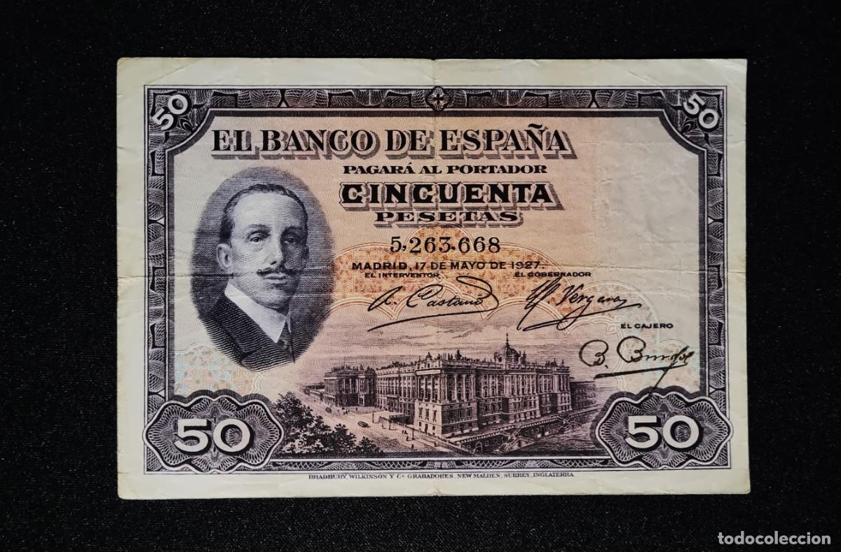 Billetes espa&ntilde;oles: SIN SELLO ** MUY BUEN EJEMPLAR RARO | SOLO ACEPTO PAYPAL| BILLETE 50 PESETAS 1927 LEER DESCRIPCION