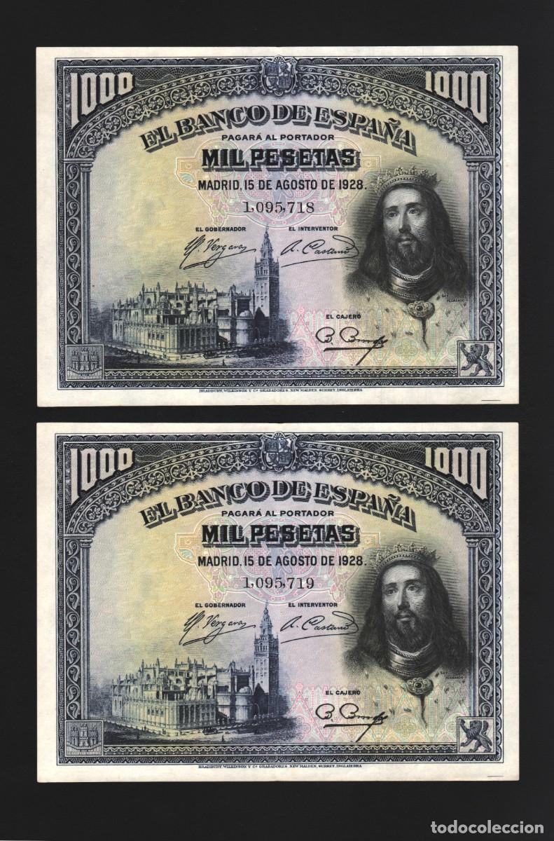 Billetes espa&ntilde;oles: PAREJA CONSECUTIVA EXCELENTES RARO | SOLO ACEPTO PAYPAL| BILLETE 1000 PESETAS 1928 LEER DESCRIPCION