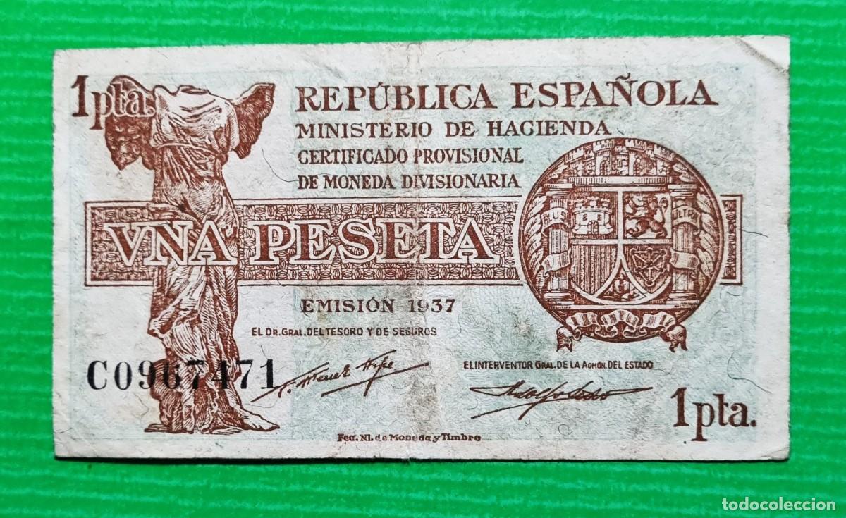 Billetes espa&ntilde;oles: SERIE C REP&Uacute;BLICA MUY BUEN EJEMPLAR | SOLO ACEPTO PAYPAL| BILLETE 1 PESETA 1937 LEER DESCRIPCION
