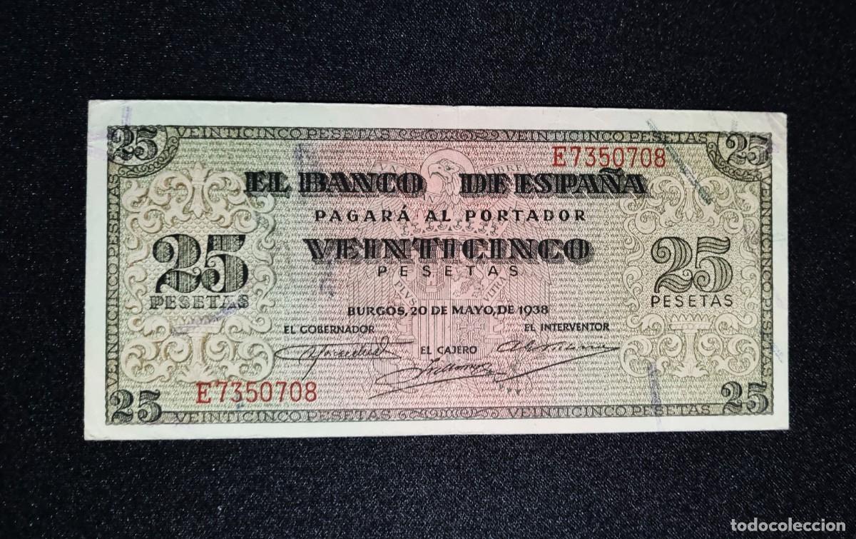 Billetes espa&ntilde;oles: ESTADO ESPA&Ntilde;OL BURGOS EXCELENTE EJEMP | SOLO ACEPTO PAYPAL| BILLETE 25 PESETAS 1938 LEER DESCRIPCION