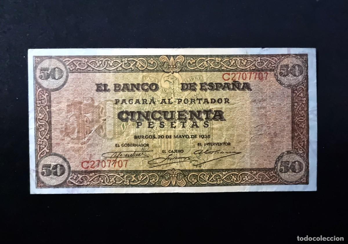 Billetes espa&ntilde;oles: ESTADO ESPA&Ntilde;OL BURGOS EXCELENTE EJEMP | SOLO ACEPTO PAYPAL| BILLETE 50 PESETAS 1938 LEER DESCRIPCION