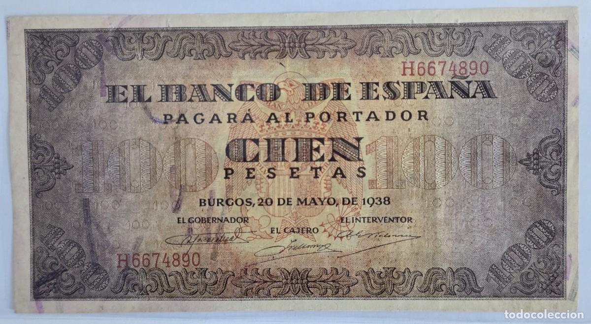 Billetes espa&ntilde;oles: Billete 100 Pesetas - Emisi&oacute;n 20 de Mayo de 1938. Serie: H.