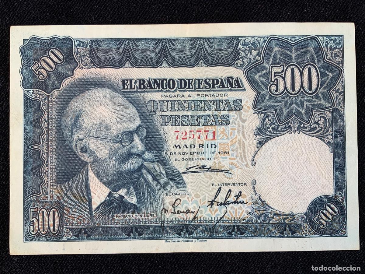 Billetes espa&ntilde;oles: Billete de 500 pesetas 1951, mbc+++, sin letra de serie.