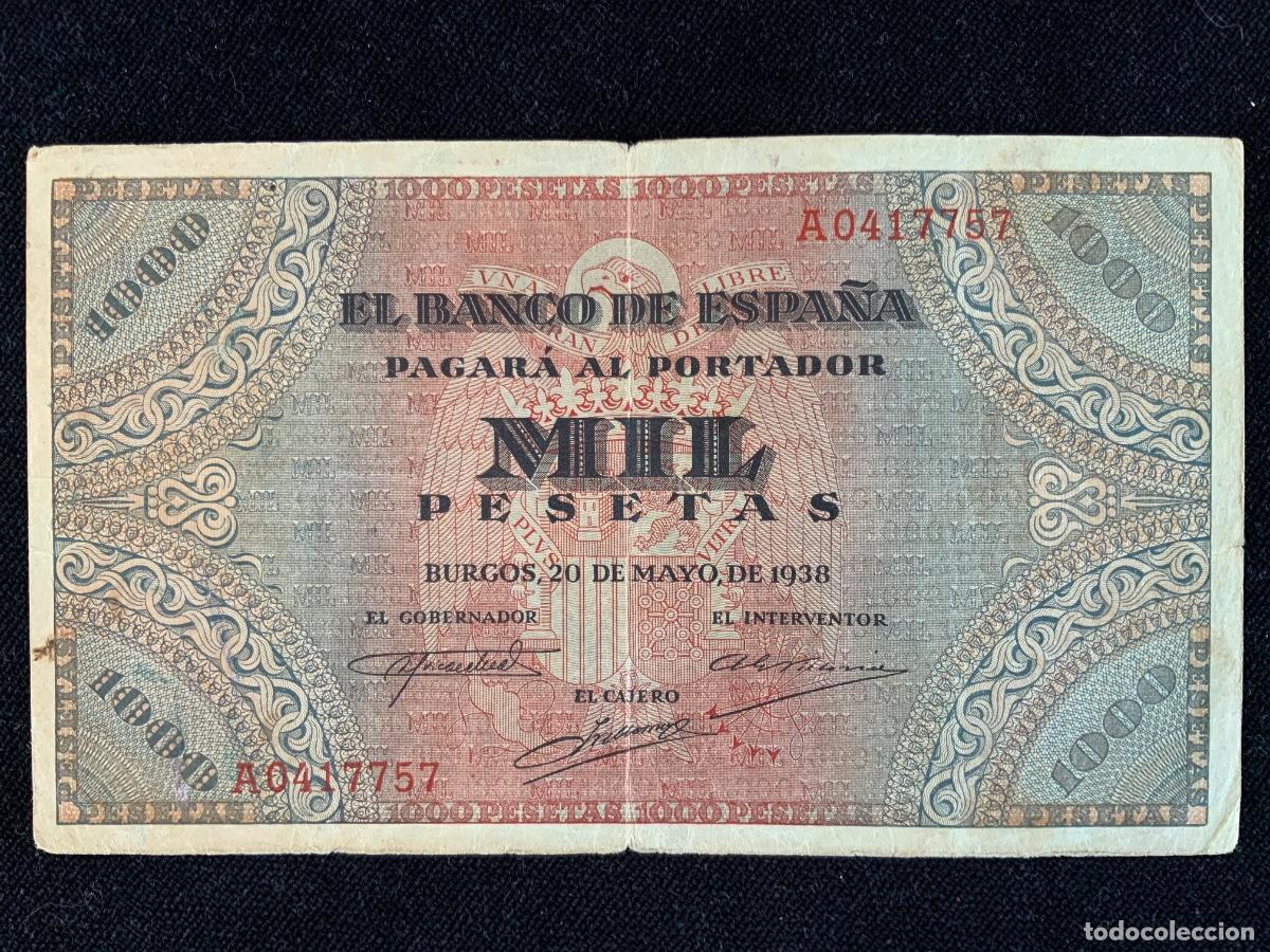 Billetes espa&ntilde;oles: Billete de 1000 pesetas 1938, mbc-