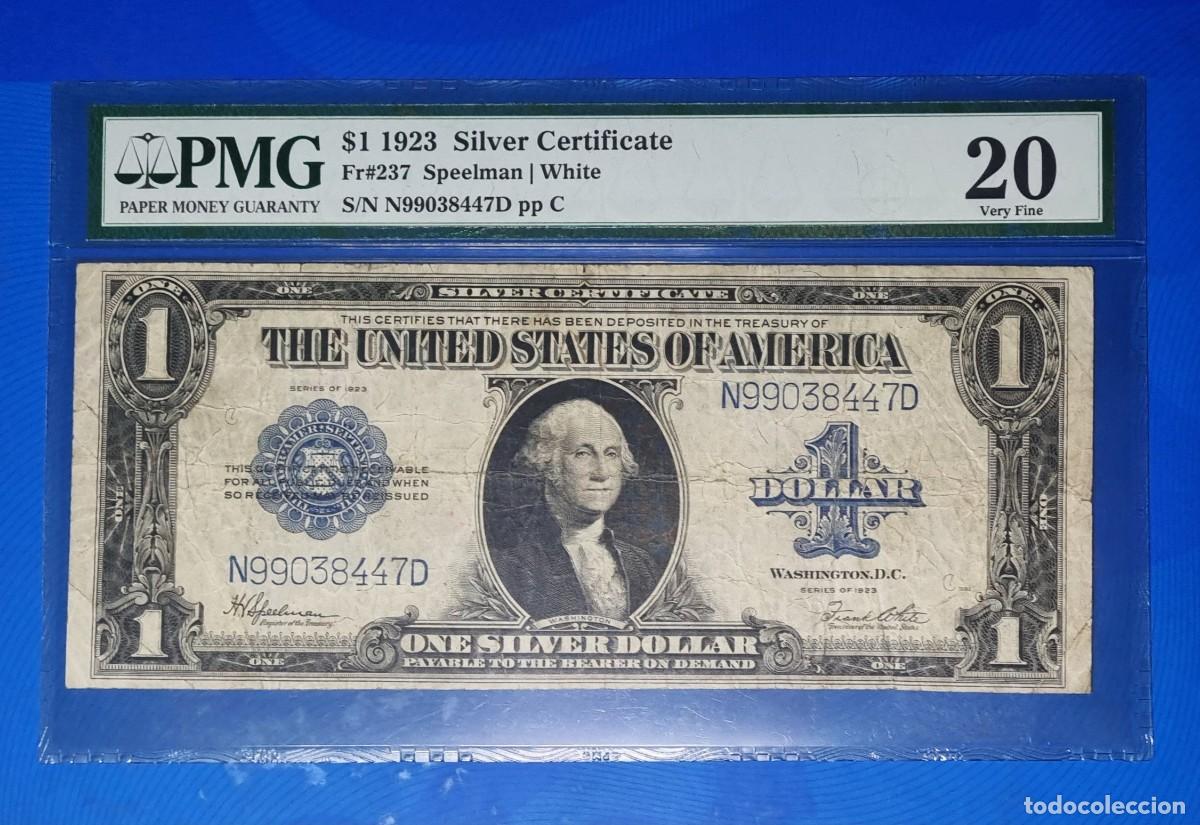 Billetes espa&ntilde;oles: ESTADOS UNIDOS USA RARO PMG 20 | SOLO ACEPTO PAYPAL| BILLETE $ 1 DOLAR 1923 LEER DESCRIPCION