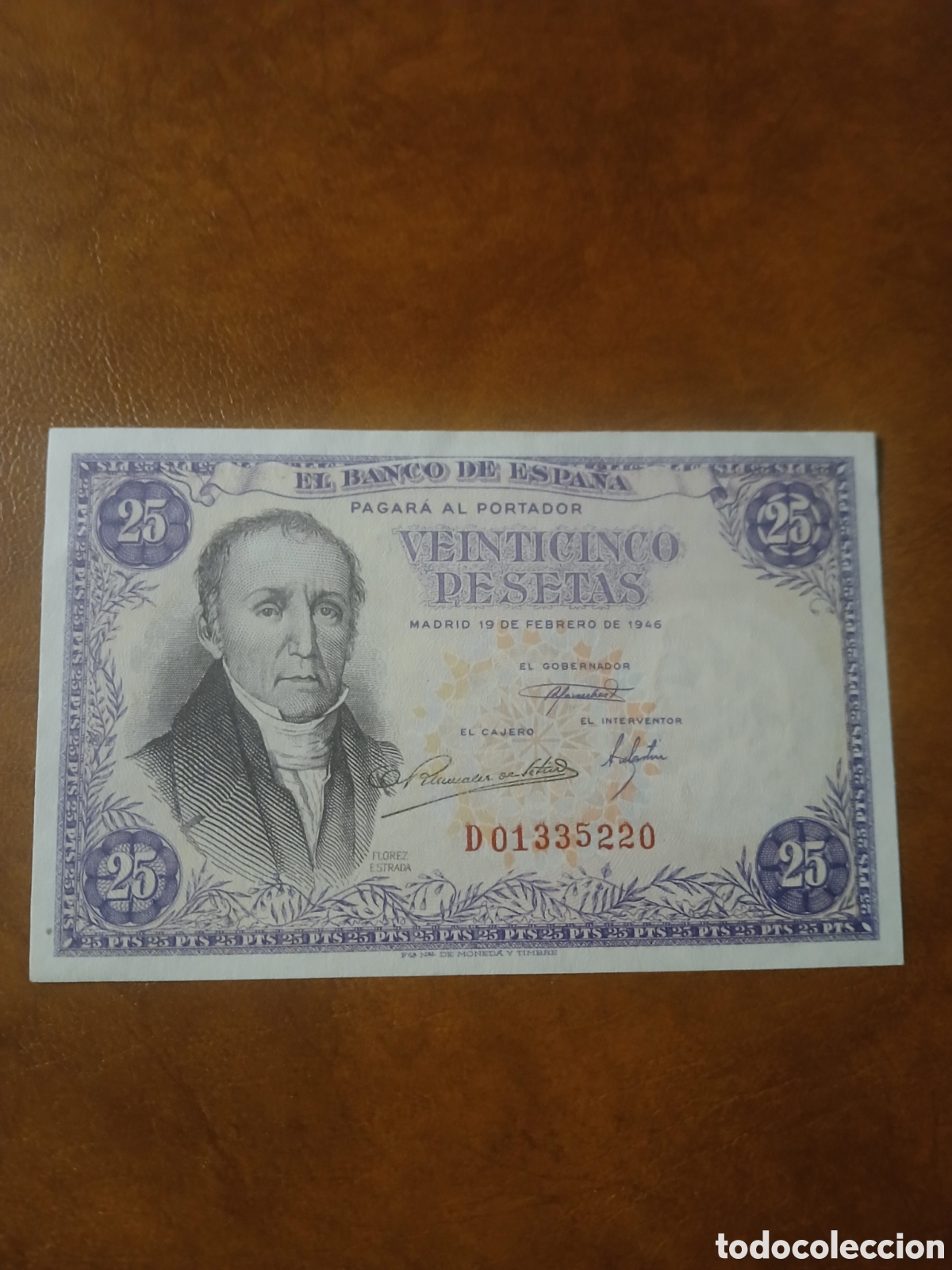 Billetes espa&ntilde;oles: 25 PESETAS 19 DE FEBRERO DE 1946 SERIE C, SIN CIRCULAR.