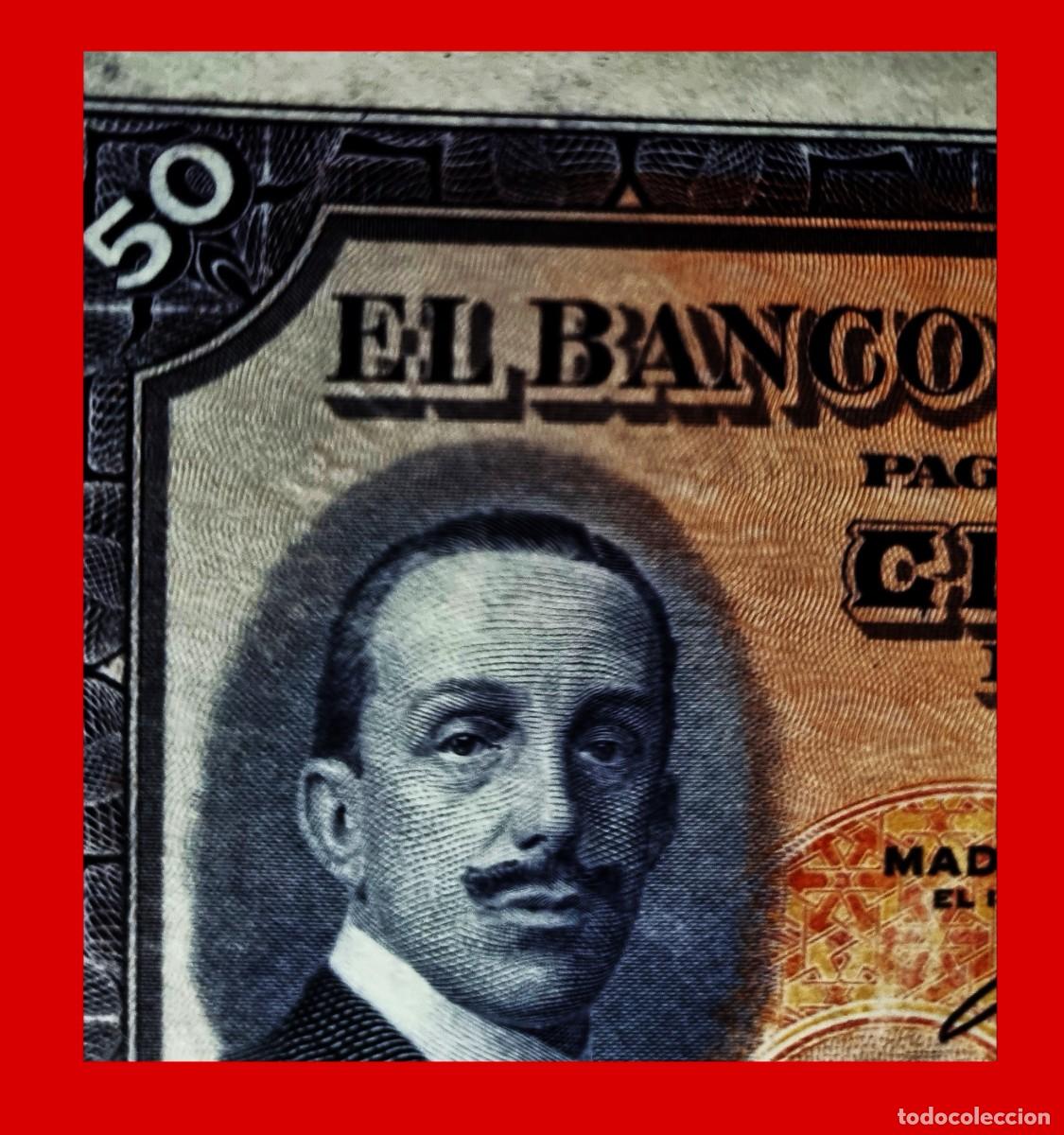 Spanish Banknotes: RESTOS SELLO ARRIBA ESPA&Ntilde;A ** MUY RARO| SOLO ACEPTO PAYPAL| BILLETE 50 PESETAS 1927 LEER DESCRIPCION