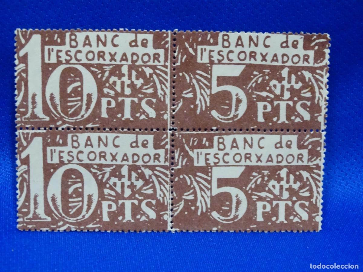 Billetes espa&ntilde;oles: BLOQUE 4 BILLETES 10 Y 5 PESETAS. BANC DE L&rsquo;EXCORXADOR. BARCELONA.