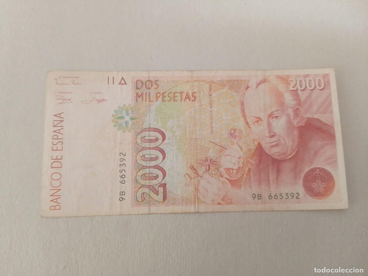Billetes espa&ntilde;oles: 2000 pesetas de 1992 serie especial 9B doble numeraci&oacute;n, muy raro