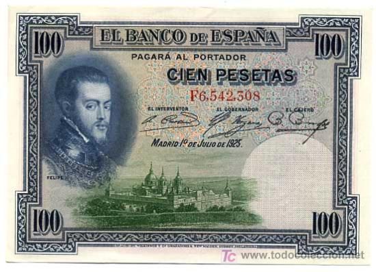 Billetes espa&ntilde;oles: BILLETE 100 PESETAS 1925 PLANCHA SERIE F