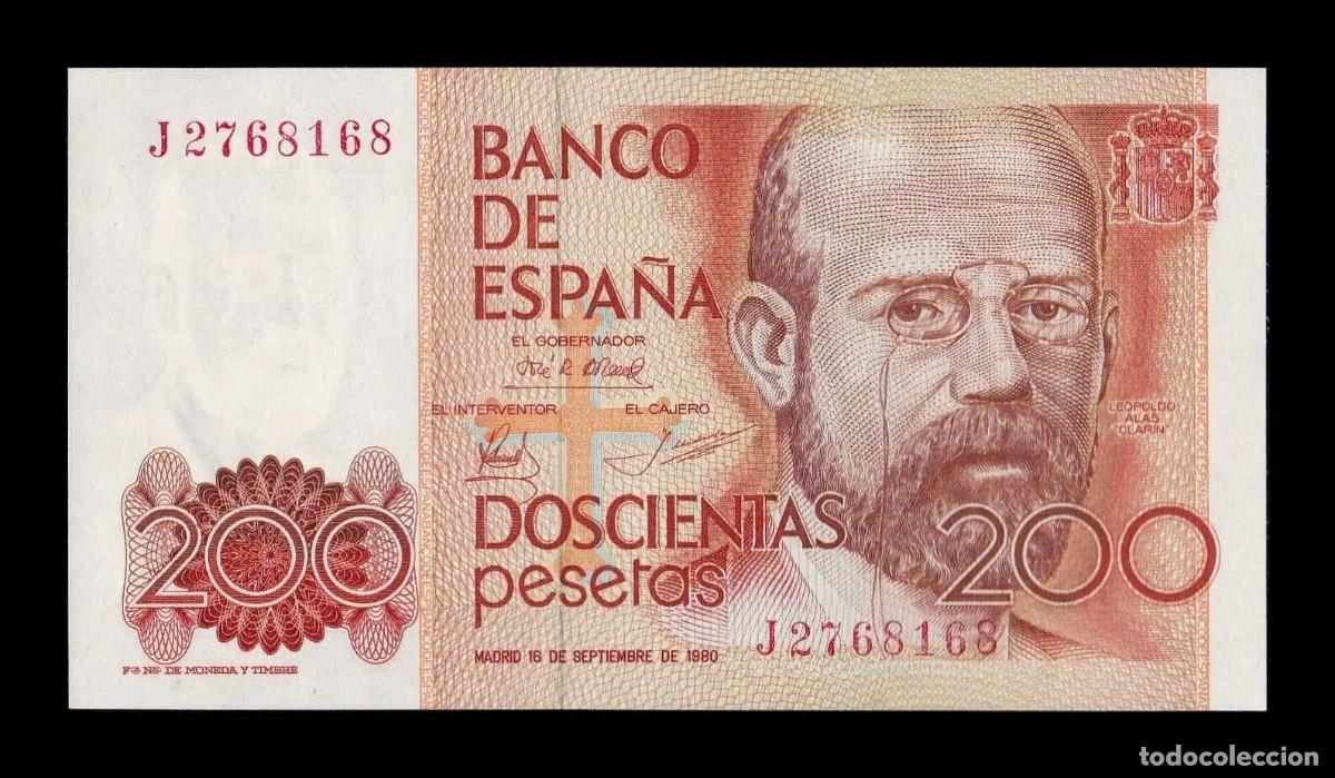 Billetes espa&ntilde;oles: Espa&ntilde;a 200 Pesetas L. Alas Clar&iacute;n 1980 Pick 156 Con Serie Sc Unc