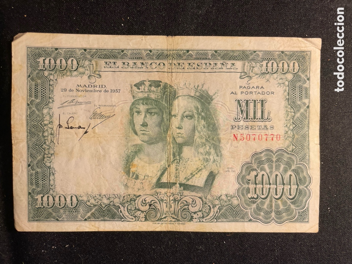 Billetes espa&ntilde;oles: Billete de 1.000 Pesetas 1957 Serie: N5070770