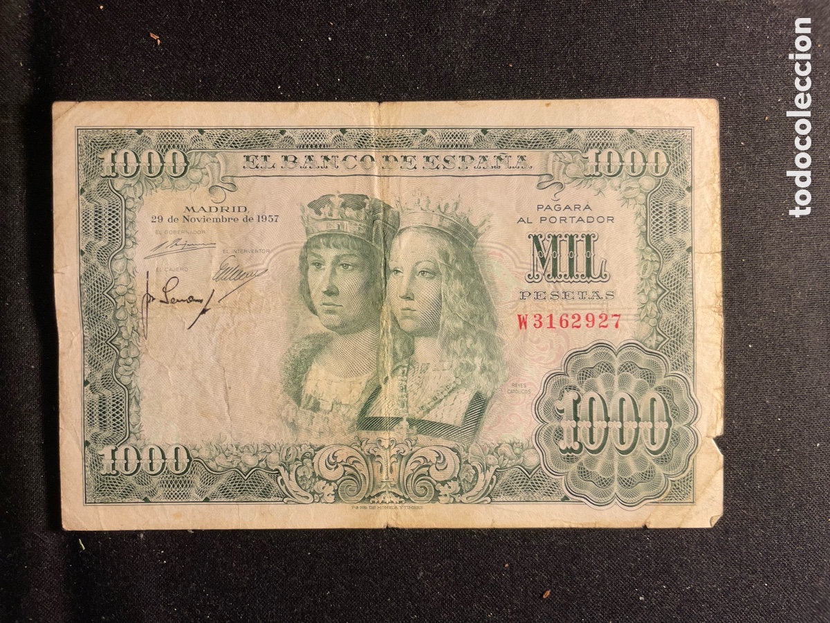 Billetes espa&ntilde;oles: Billete de 1.000 Pesetas 1957 Serie: W3162927