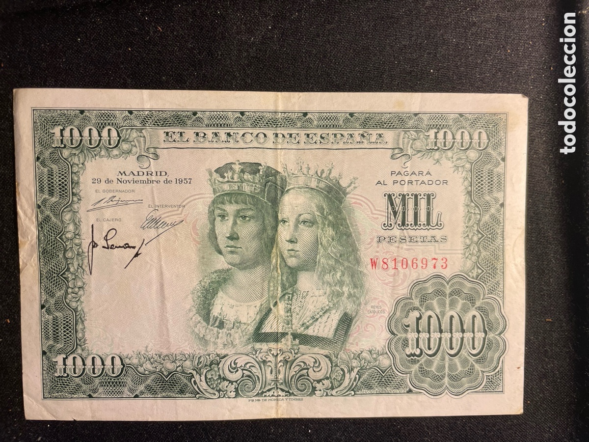Billetes espa&ntilde;oles: Billete de 1.000 Pesetas 1957 Serie: W8106973