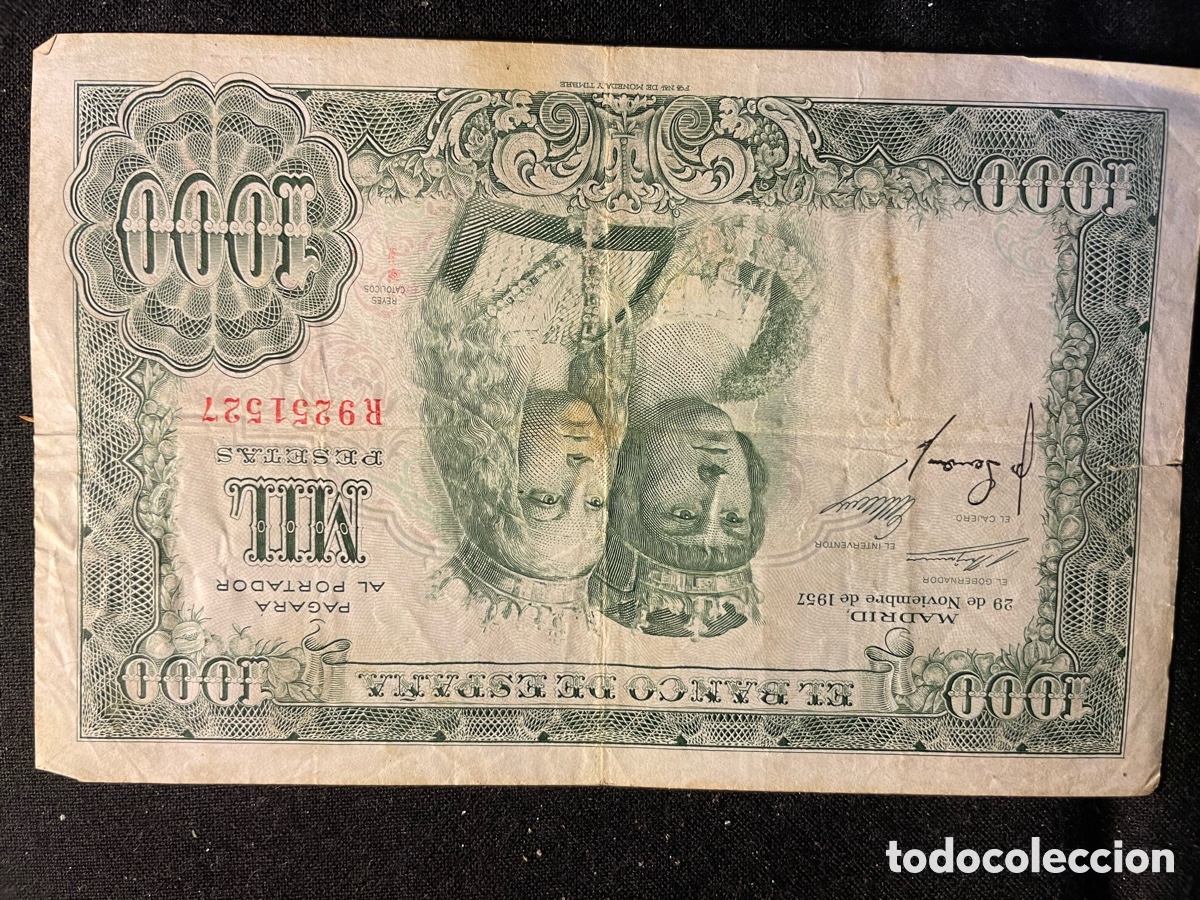 Billetes espa&ntilde;oles: Billete de 1.000 Pesetas 1957 Serie: R9251527