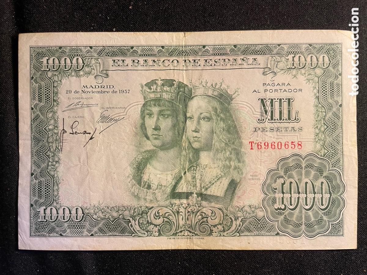 Billetes espa&ntilde;oles: Billete de 1.000 Pesetas 1957 Serie: T6960658
