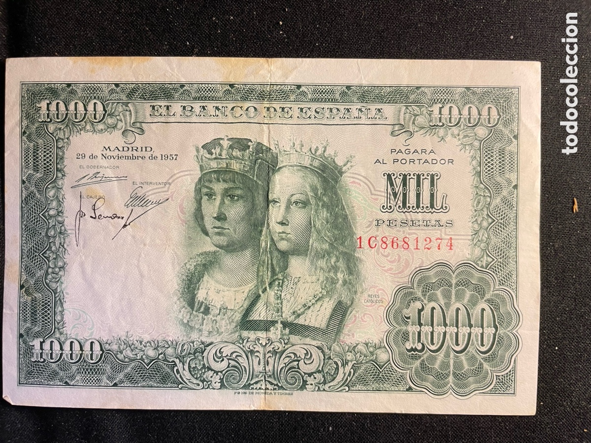 Billetes espa&ntilde;oles: Billetes 1.000 Pesetas 1957 Serie: 1C861274