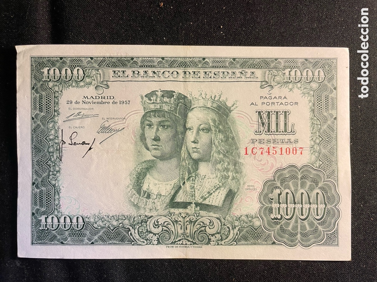 Billetes espa&ntilde;oles: Billete de 1.000 Pesetas 1957 Serie: 1C8681274