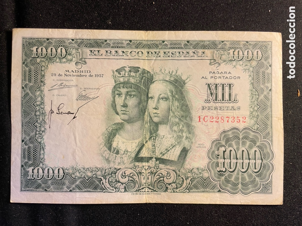 Billetes espa&ntilde;oles: Billete 1.000 Pesetas 1957 Serie: 1I3497508