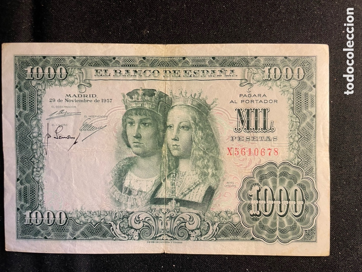Billetes espa&ntilde;oles: Billete 1.000 Pesetas 1957 Serie: X5610678