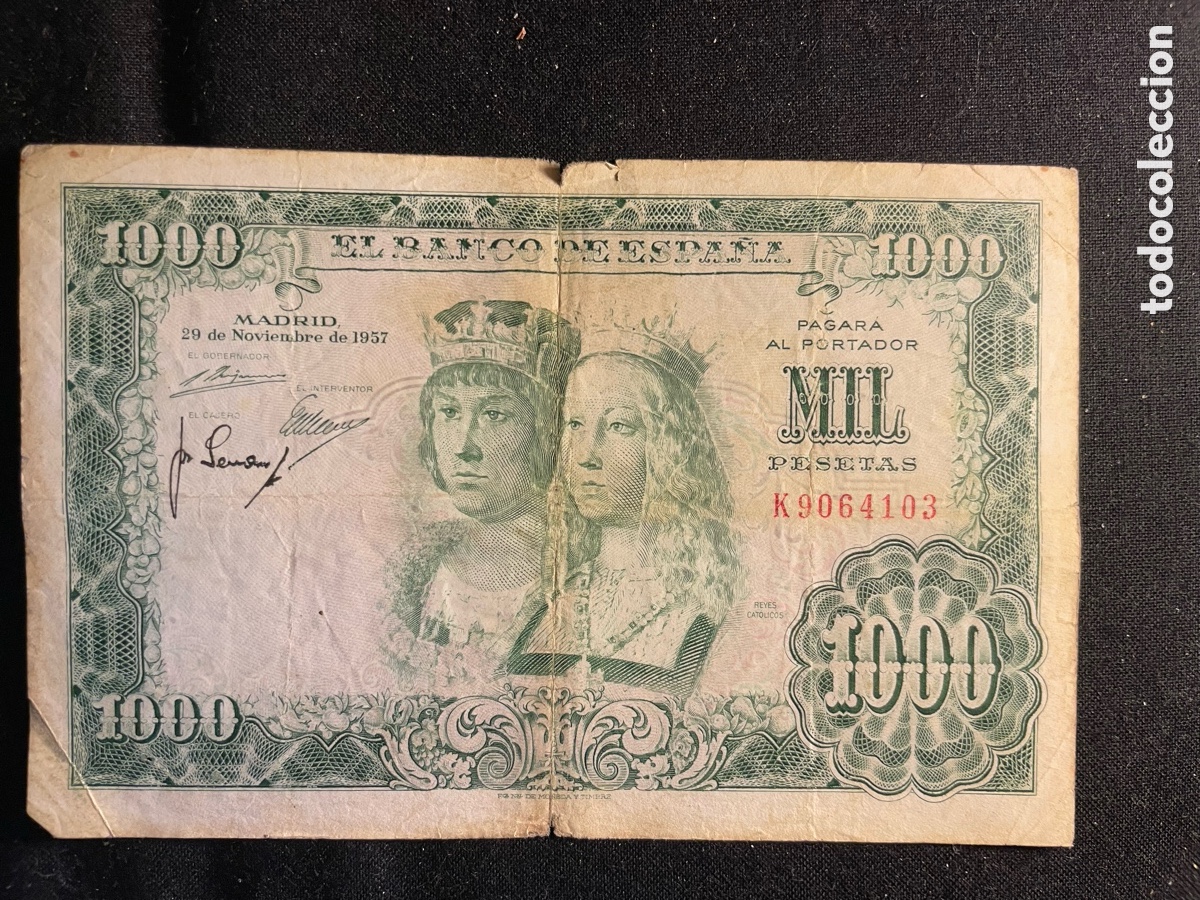 Billetes espa&ntilde;oles: Billete 1.000 pesetas 1957 Serie: K9064103