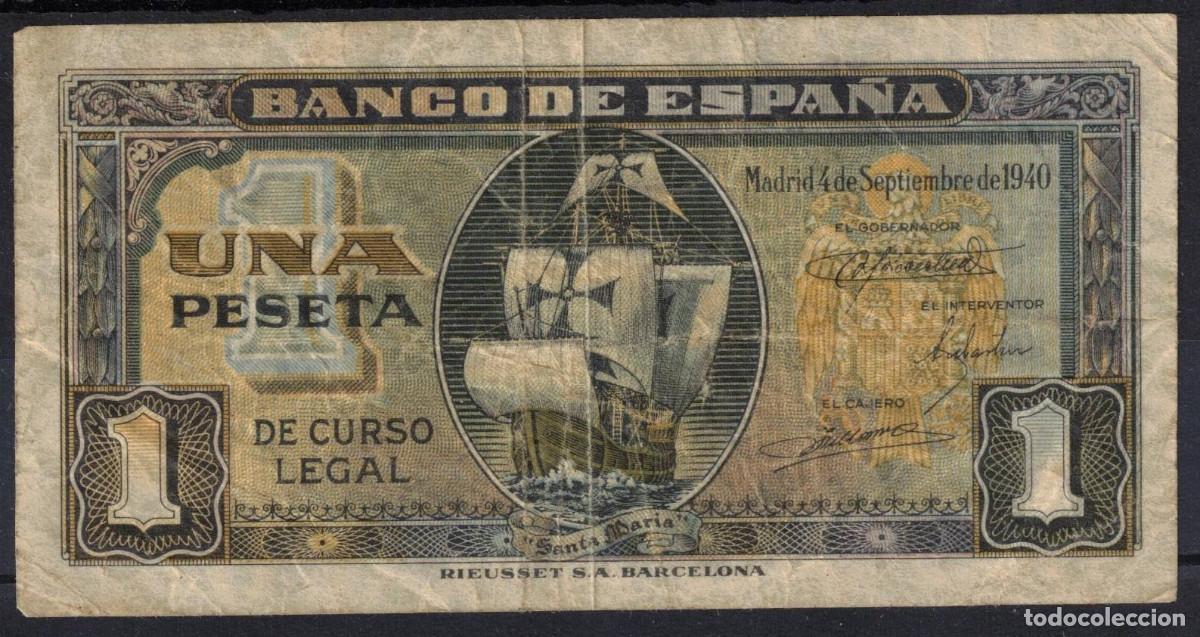 Billetes espa&ntilde;oles: BILLETE ESPA&Ntilde;A 1 PESETA 1940 CARABELA - SERIE C