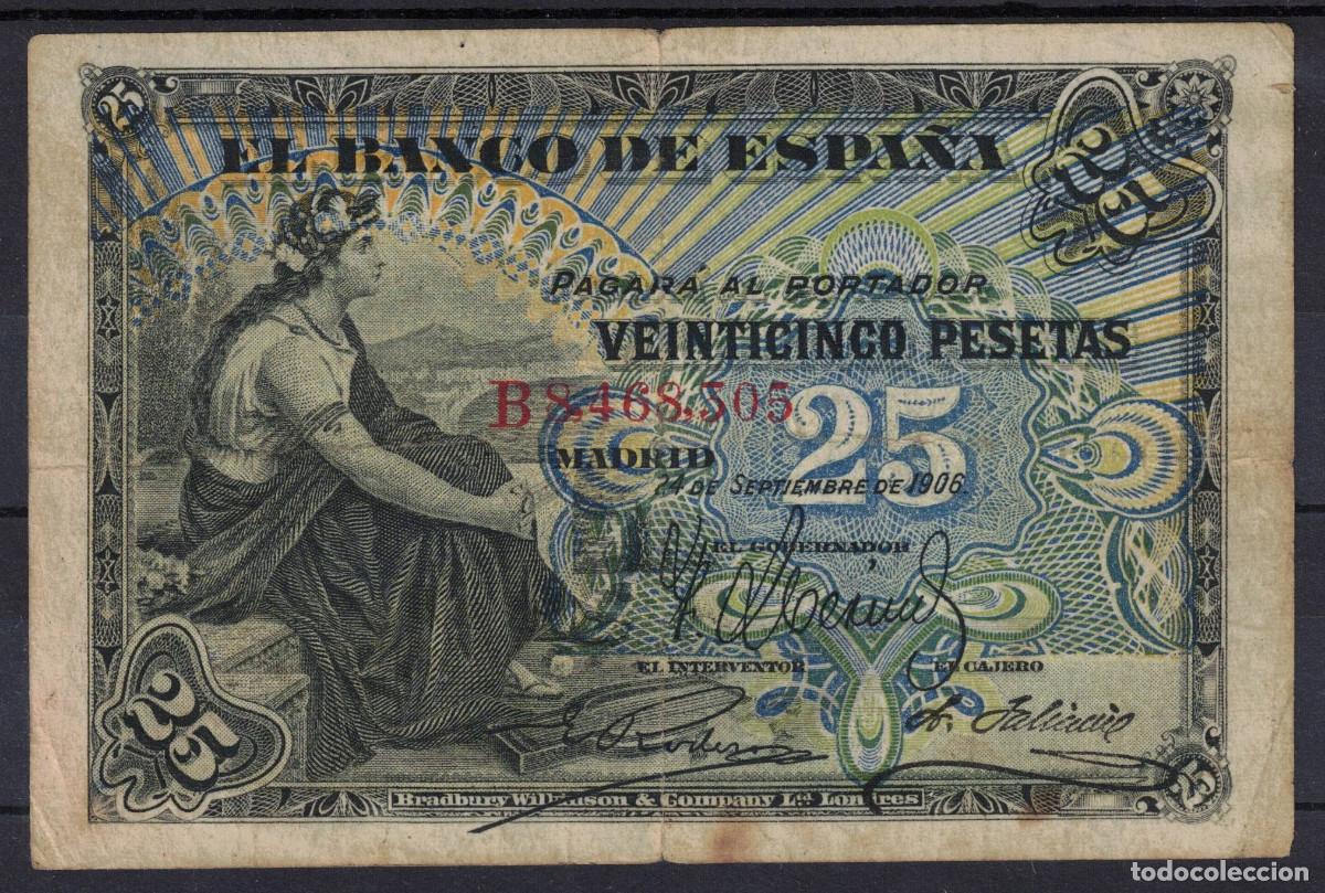 Billetes espa&ntilde;oles: BILLETE ESPA&Ntilde;A 25 PESETAS 1906 - SERIE B