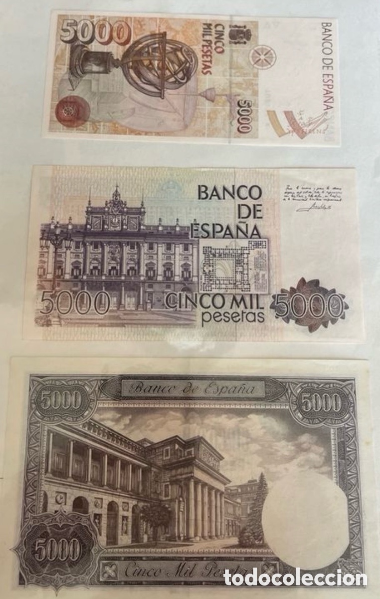 Billetes espa&ntilde;oles: 3 Billetes 5000 pesetas - Foto 2