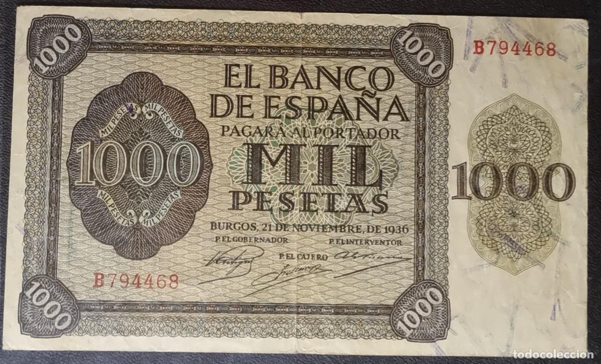 Billetes espa&ntilde;oles: ESTADO ESPA&Ntilde;OL MUY BUEN EJEMPLAR| SOLO ACEPTO PAYPAL| BILLETE 1000 PESETAS 1936 LEER DESCRIPCION