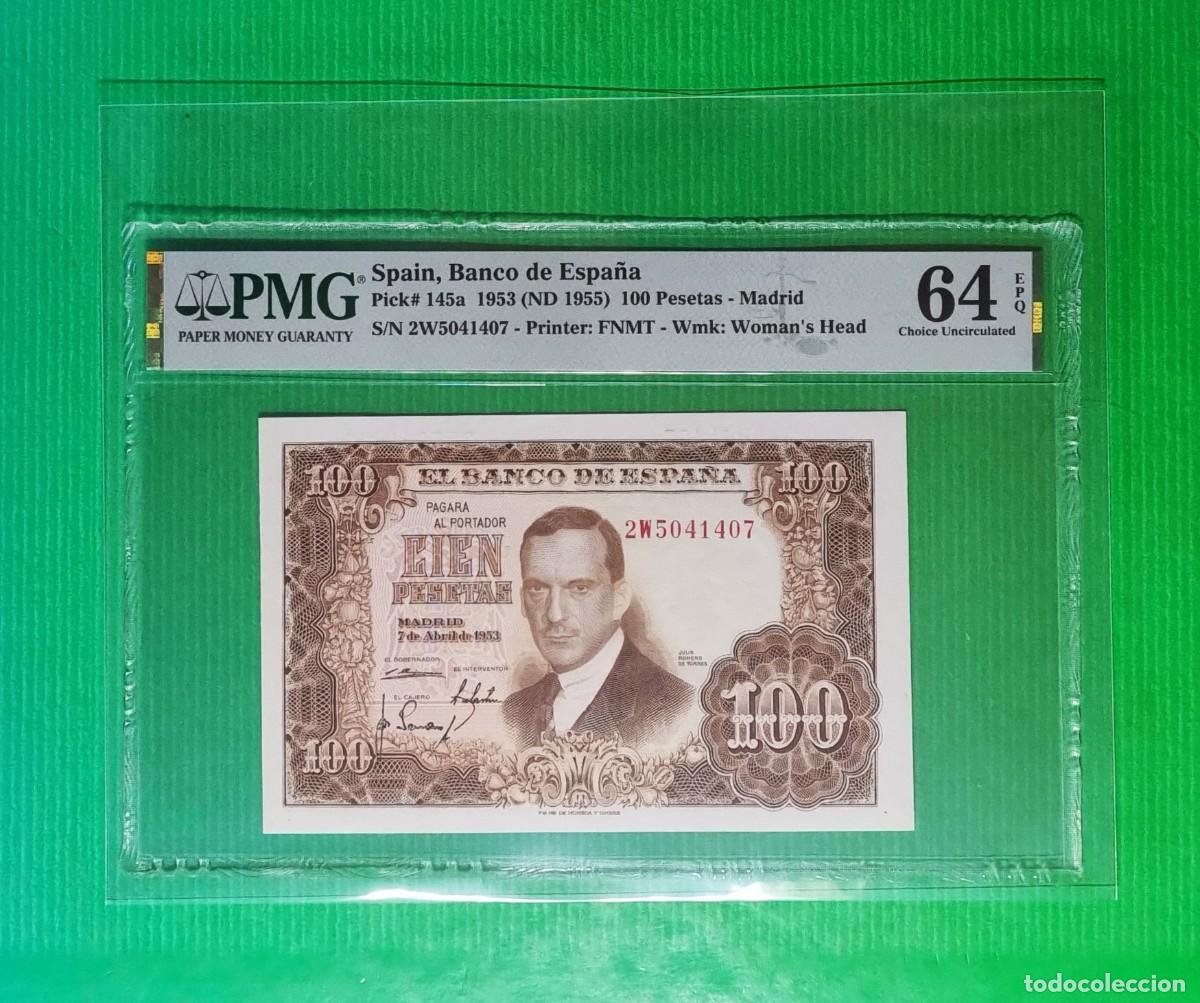 Billetes espa&ntilde;oles: ESTADO ESPA&Ntilde;OL PMG 64 EPQ | SOLO ACEPTO PAYPAL| BILLETE 100 PESETAS 1953 LEER DESCRIPCION