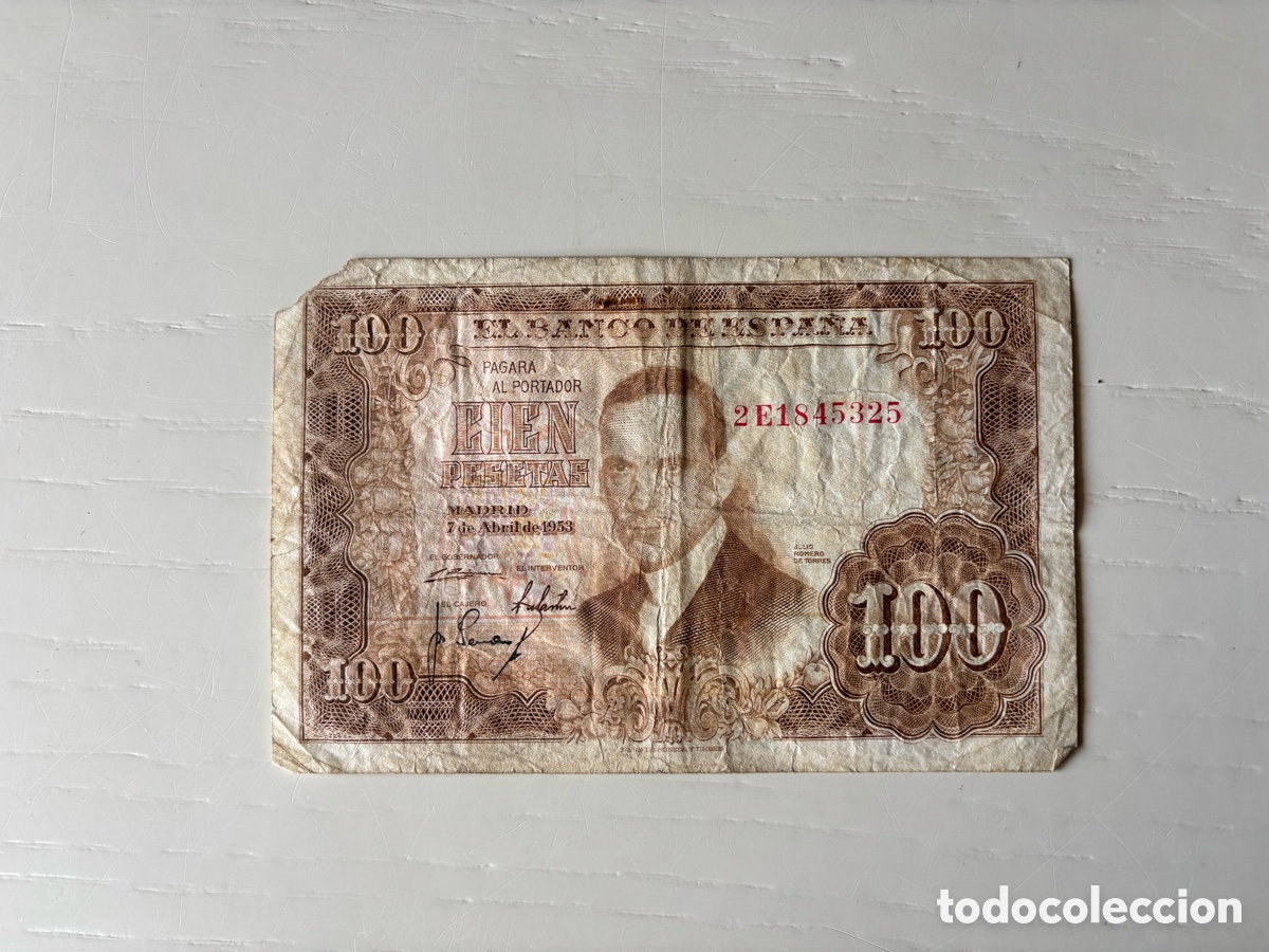 Billetes espa&ntilde;oles: Billete 100 pesetas 1953 Julio Romero