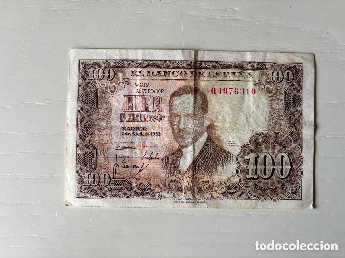 Billetes espa&ntilde;oles: Billete 100 pesetas 1953 Julio Romero
